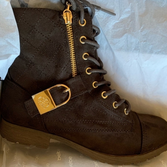Bebe Wandell Quilt Lace Up Brown Fall Winter Bootie Size 6.5 New In Box Nwt - Picture 9 of 11